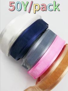 Ribbon House | (50 Yards/Roll) 25mm Pink Meat Organza Ribbons Wholesale Gift Wrapping Decoration Ribbons DIY