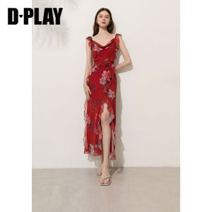D-PLAY | High Slit Ruffled Off-Shoulder Vacation Slimming Dress