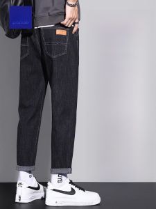 ROMON | Quần Jeans Denim Co Giãn Rộng Phong Cách Hàn Quốc Cho Nam Quần Dài Màu Xanh Cạp Trung Thường Ngày Quần Dài Thời Trang Harem