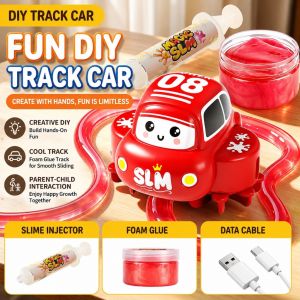 Tự làm Slime Thiết bị theo dõi xe điện tự động theo xe với keo dán xốp đồ chơi tương tác sáng tạo cho trẻ em