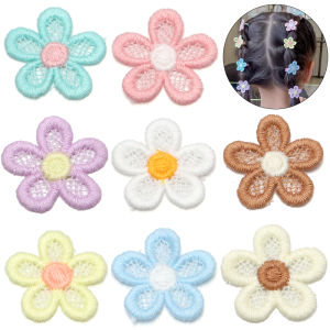 20Pcs 27mm Embroidered Applique Flower for Girl Clothes Hat Gloves Sewing Patches DIY Headwear Hair Clips Bow Decor Accessories