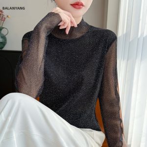 BALANYANG | Áo Thun MESH Tay Dài Cổ Trụ Semi-cao Chống Nắng