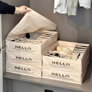 กล่องเก็บเสื้อผ้าในตู้เสื้อผ้าแบบแยกช่องสามในหนึ่ง กล่องเก็บถุงเท้าและเสื้อชั้นในแบบแยกช่องสำหรับใช้ในบ้าน