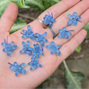 Q2634 Charm ngũ đồng điếu Aquamarine xanh dương đậm sẵn lỗ 2li hợp Thủy & Mộc - Phong Thủy TUDO