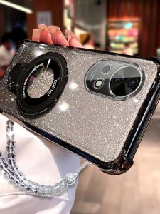 Huawei Nova14 Case Silicone Female Fashion Bracket Lanyard Magnetic Absorption Full Cover Lens Anti-Fall Soft Shell Protective Cover