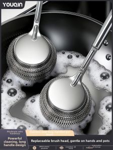 youqin | Kitchen Use Stainless Steel Long Handle Dish Washing Scrub