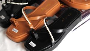 Sandal Wanita Flatform terbaru 2023 Sandal Wedges flatporm wanita tali mutiara sol Antislip