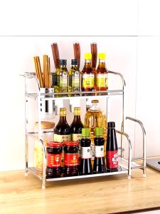 MIKI Kệ Gia Vị INOX 304 Đặt Bàn Cao Cấp Không Han Gỉ 2/3 tầng Kèm Khay Để Thớt Cắm Dao Tiện Dụng
