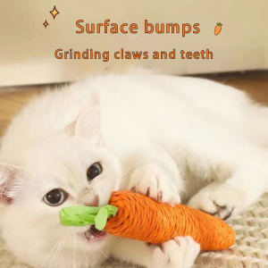 Cat Toy Cute Carrot Self-Happy Relieving Boredom Resistant Bite-Resistant Grinding Claws with Bells Teasing Cat Stick