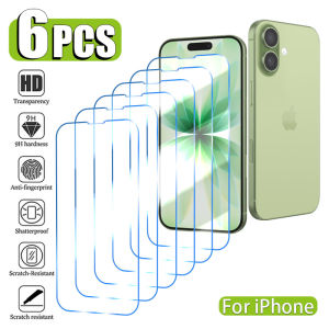 6PCS Tempered Glass for iPhone 17 16 15 14 13 12 11 Pro Xs Max Screen Protector for iPhone Air 16 15 Plus 13 12 Mini XR SE 2022