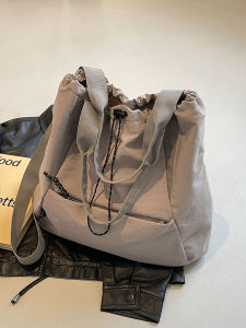 Womens Casual Large Capacity Shoulder Bag Travel Commuting Tote Bag Double Strap Soft Korean Style Bucket Shape Backpack