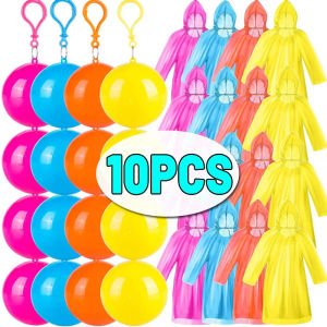 10/5Pcs Disposable Rain Ponchos for Adults / Emergency Rain Raincoat Ball for Camping Hiking Travelling