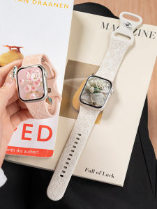 Fashionable Rose Design Silicone Watch Bands Adjustable Clasp for Apple WatchiWatch11 Sport S8 S7 Compatible Ultra Thin Smart Band