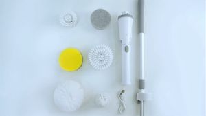 Rechargeable Cordless Electric Spin Scrubber Toilet Brush Shower Bathroom Scrubber With 6 Brush Wireless Cleaning Brush