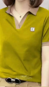 Polo Shirt Simple Versatile Mixed Color Lapel Short Sleeve T-Shirt Business Womens Tops Slim Fit Brown Polyester Underwear Perfect for Warm Days 4012