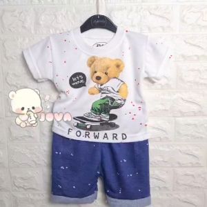 Baju Bayi Ecer Jova Casual Kasual Bear Celana Kotak Setelan Anak Harga Grosir