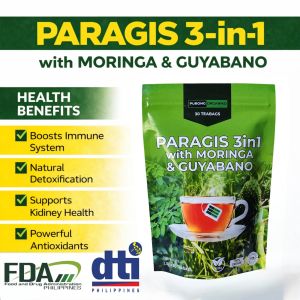 PARAGIS 3in1 WITH MORINGA AND GUYABANO HERBAL TEA/ ALL NATURALS AND ORGANIC/ FDA APPROVED/ BY PURONG ORGANIKO HERBAL PRODUCTS