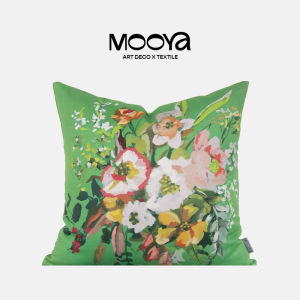 MOOYA French Style Blue Green Pillow Luxury Sofa Living Room New Model High End Retro Square Rectangle Washable Cover