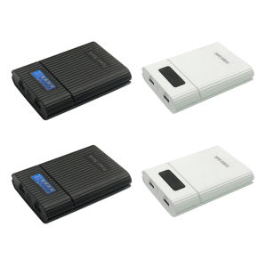 [Momodining]Portable 18650 Charger Power Box LCD Digital Display Fast Charging Phone Power Box Micro USB Type-C Input with LED Flashlight for Rechargeable Battery