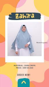 Azmeela Zahira Khimar Aksen Serut Cantik Elegant pada Bahu kiri dan kanan