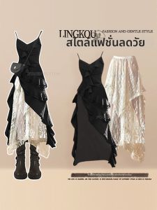 NUMEN BUTTON | Summer Bohemian Lace Dress Retro Two-Piece Outfit