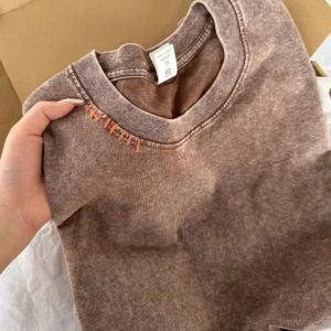 Washed Vintage Black Short Sleeve Mens T-Shirt Heavyweight Pure Cotton American Cleanfit Needlework Design Casual Inner Wear