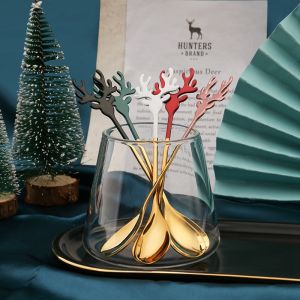 【Fast Delivery】 Gold/Silver Elk Metal Spoon and Fork Souvenir Gift Set Giveaway Wedding Christening Gifts Suitable for Meaningful Scenarios