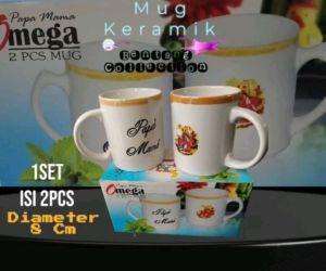 Cangkir Mug Keramik Mug Mama Papa 1Set (Isi 2Pcs)