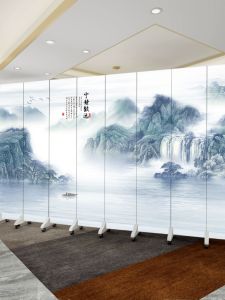 Simple Chinese Style Living Room Folding Screen Partition Hotel Home Bedroom Activity Wooden Artistic Customizable Screen