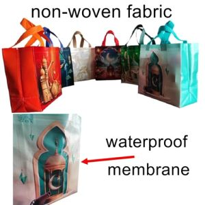 TRENY Portable Ramadan Gift Bags Nonwoven Candy Cookie Snak Packaging Paper Bag Box Eid Mubarak Muslim Festival Party Decoration Supplies