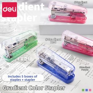 deli | Multifunctional Transparent Colorful Stapler For Student And Home Office