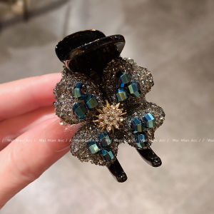 Luxury Diamond Embedded Four Leaf High Ponytail Clip Womens Korean Style Hair Accessories Fresh out New Model Autumn Winter