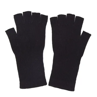 Black Knitted Gloves Winter Thermal Warm Fingerless Fashion Men Women Riding Cozy Writing Driving Work Gloves Elastic Mittens