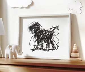 Scribble Dog Playful Minimalist Line Wall Art Dog Lover Modern Pet Decor Dog Canvas Printable Poster Pet Lover Gift Artwork