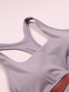Womens Yoga/Fitness/Workout Top Shockproof Gathered Sports Bra Two-Toned Color Stretchable Breathable