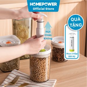 Hộp bảo quản thực phẩm khô hộp đựng ngũ cốc hút chân không có vòng ghi chú thời gian Homepower chống ẩm mốc mối mọt