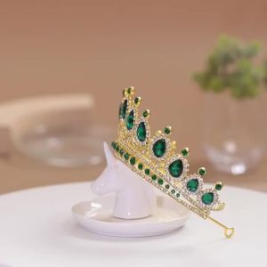Baroque Pha Lê Vương Miện Tiara Đầu Kim Cương Giả Cưới Cô Dâu Phụ Kiện Tóc Dành Cho Nữ Thời Trang Vũ Hội Diadem Trang Sức