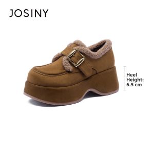 Josiny | Warm Fluffy Fur Boots Thick Sole Heel Vintage Style