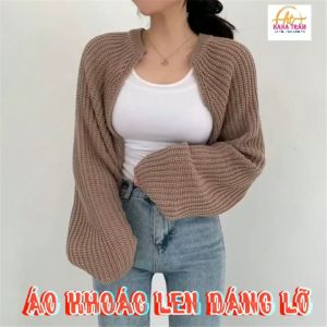 Áo khoác len croptop nữ kiểu cánh dơi tay dài len dày đẹp