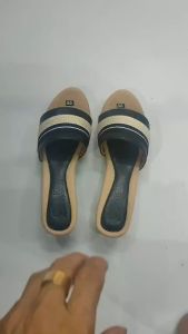 Dép nữ quai ngang đế xuồng TiTi ĐÔ da bò cao cấp 7cm DNU2165