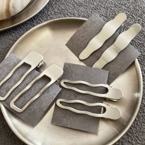 Grey Metal Frosted Wave Hair Clips for Women Simple Cold Style Versatile Hair Accessories Duckbill Hair Clips Forehead Clips