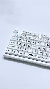 CHUBAN | Porcelain White Glossy Printing Set Keycaps Cherry Profile Full Set for 61 68 75 84 87 89 96 98 100 Layouts Mechanical Keyboard