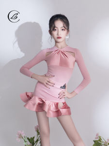 เสื้อผ้าเต้นรำลาตินสำหรับเด็กผู้หญิง ทรงหลวม สีชมพู เสื้อผ้าฝึกซ้อม เสื้อผ้าการแสดง ผ้าไหมนม ลำลอง สไตล์เรียบง่าย