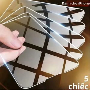5 Miếng Dán Cường Lực Kính Cường Độ Cao Phủ Toàn Màn Hình Dành Cho iPhone Pro Max 17 Air 16e 15 14 13 12 11 Plus - Chống Xước Chống Vỡ
