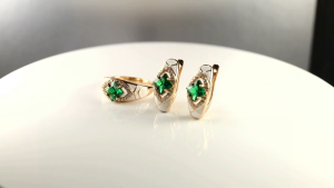 Bolaijewelry Jewelry Set Created russia emerald nano sq6.0mm earring ring 925 sterling silver fine jewelry for women best gift