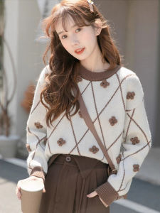 เสื้อสเวตเตอร์ถักผ้าขนสัตว์หนาสำหรับผู้หญิง ฤดูใบไม้ร่วง/ฤดูหนาว 2025 ใหม่ ทรงหลวม ชั้นใน ชุดชั้นใน ทรงเข้ารูป ขนาดเล็ก