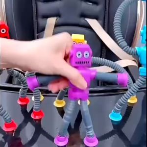 Mumystation Suction Cup Robot Toys Novelty Pop Decompression Toy Robot Tubes Toys Joint Movement Interactive Toy