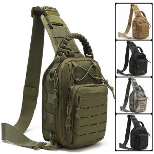 Mens Outdoor Chest Bag Tactical Shoulder Bag Sling Backpack 900D Oxford Mountain Camping Fishing Trekking Molle Mi