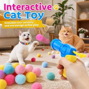 Lovinland mèo cưng Đồ chơi quả bóng Launcher Mèo Bóng Lấy đồ chơi cho mèo Mèo hình cầu sang trọng Launcher Đồ Chơi trò chơi tương tác Với Chất liệu băng lông mềm Pom Pom Quả Bóng Vui Vẻ Đồ chơi tập luyện Cho Trong Nhà Mèo Con