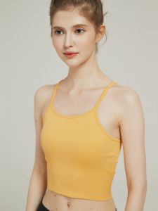 Mimiuomi Seamless Thread Series Fitness Yoga Sports Bra Vest with Chest Pad Breathable Elastic Nylon Womens Yoga Wear
